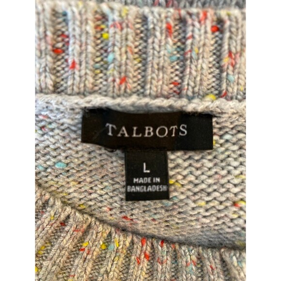 Talbots Cable Knit Sweater Dress Size Large Gray Flecked Crew Neck EUC Stylish - Picture 8 of 12